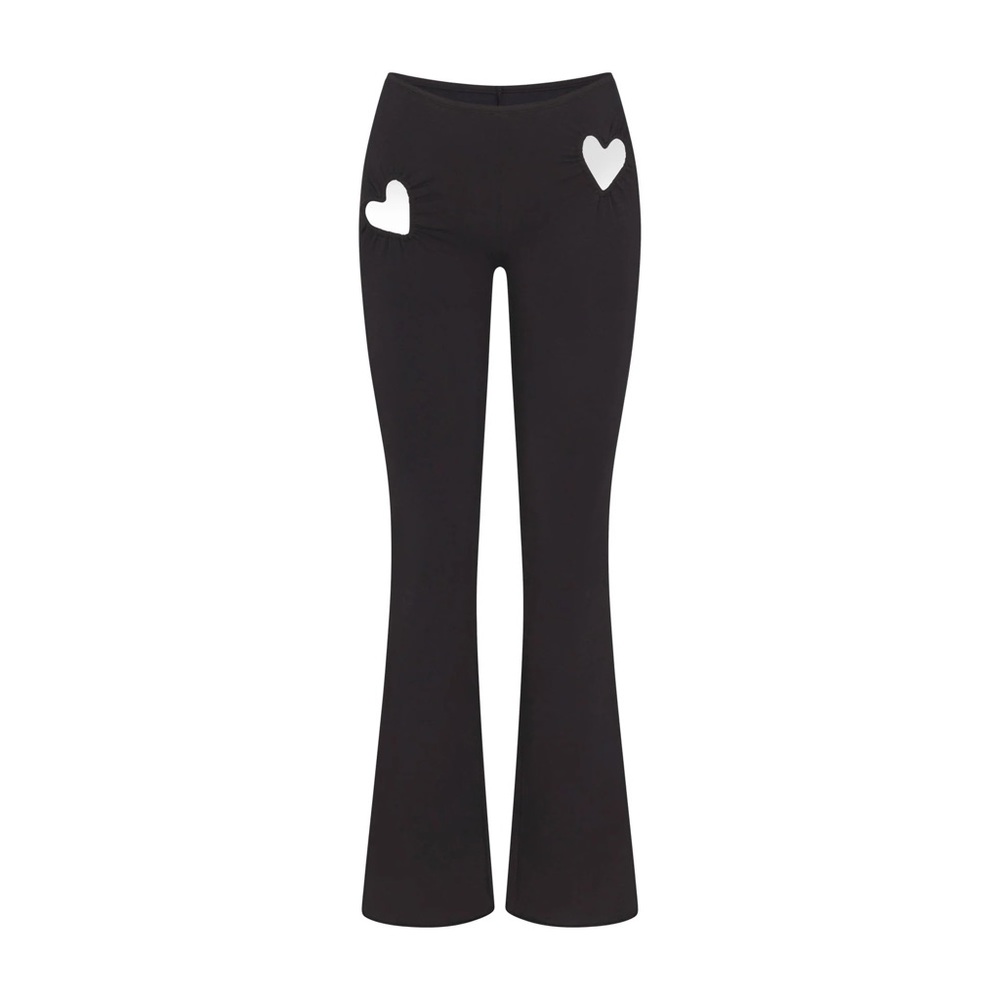 NWT SKIMS Cotton Jersey Heart Flare Legging in SOOT sz S - RARE